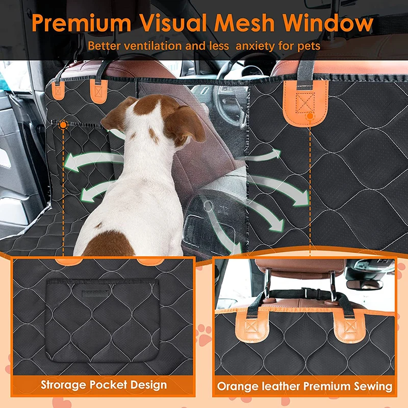 Benepaw 4 In 1 Dog Car Seat Protector Anti-tear Mesh Window Pet Seat Cover Storage Pocket Waterproof Puppy Hammock Easy To Clean 3