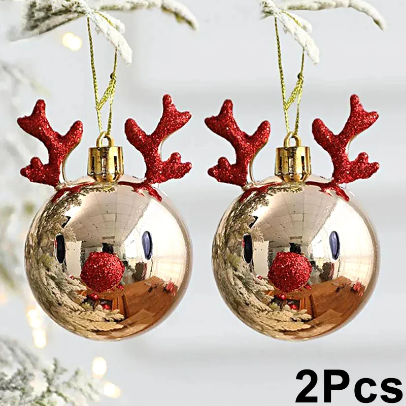 thumbnail image 1 of 2 piezas de adornos de bolas de alce navideño para colgar en el árbol de Navidad, regalo de Año Nuevo para bodas, decoraciones navideñas para el hogar, 1 of 5