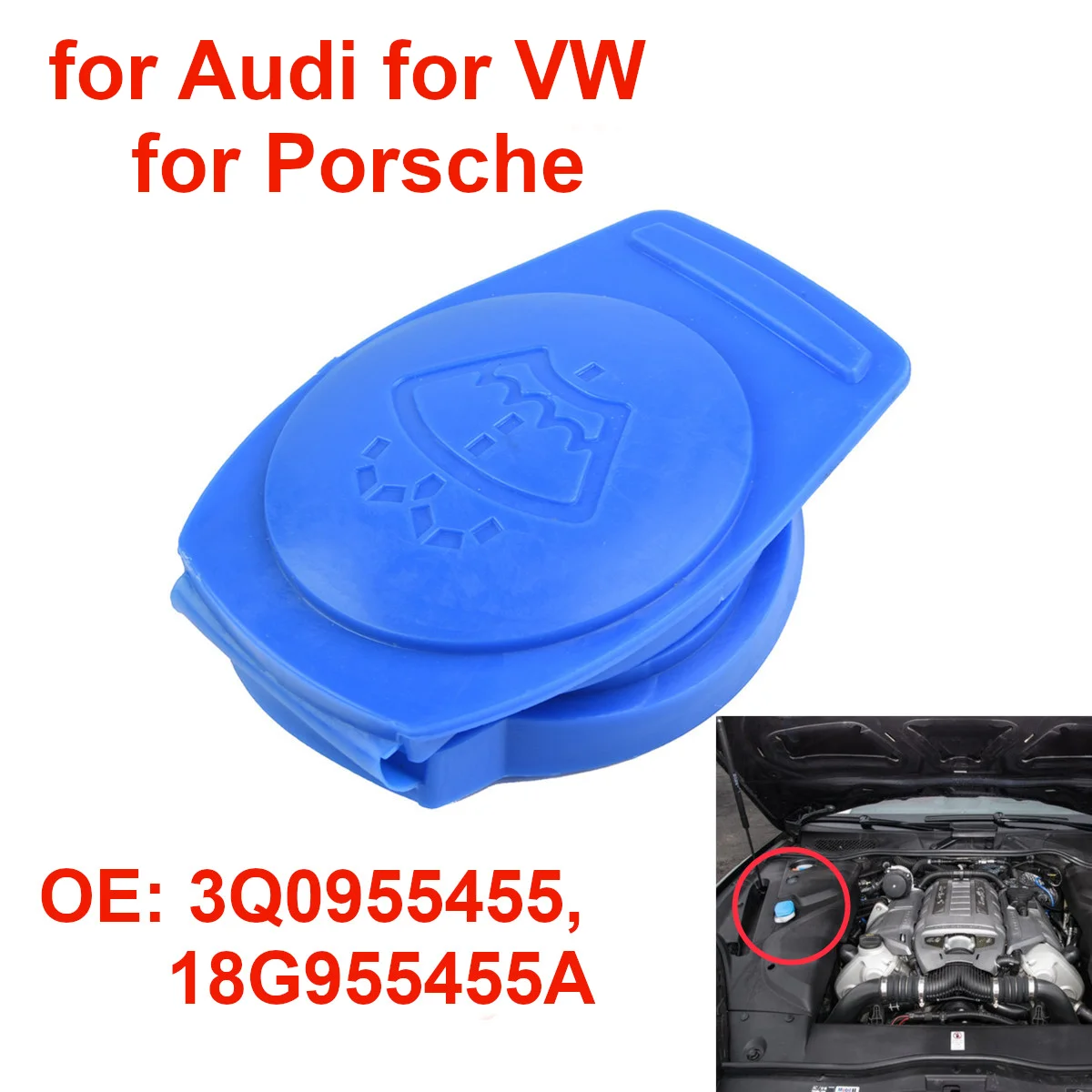 

3Q0955455 Car Windshield Washer Tank Bottle Cover Fluid Reservoir Cap 18G955455A for Porsche for VW for Audi 1K0955455 1H0955455
