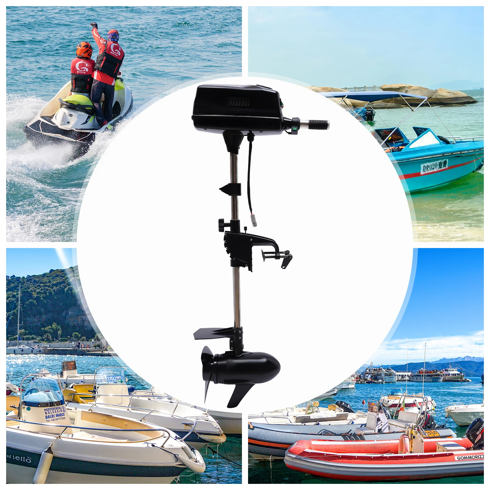 

Hangkai 48V Electric Outboard Engine 8Hp 2200W Brushless Motor Is Suitable For Inflatable Boat And Canoe