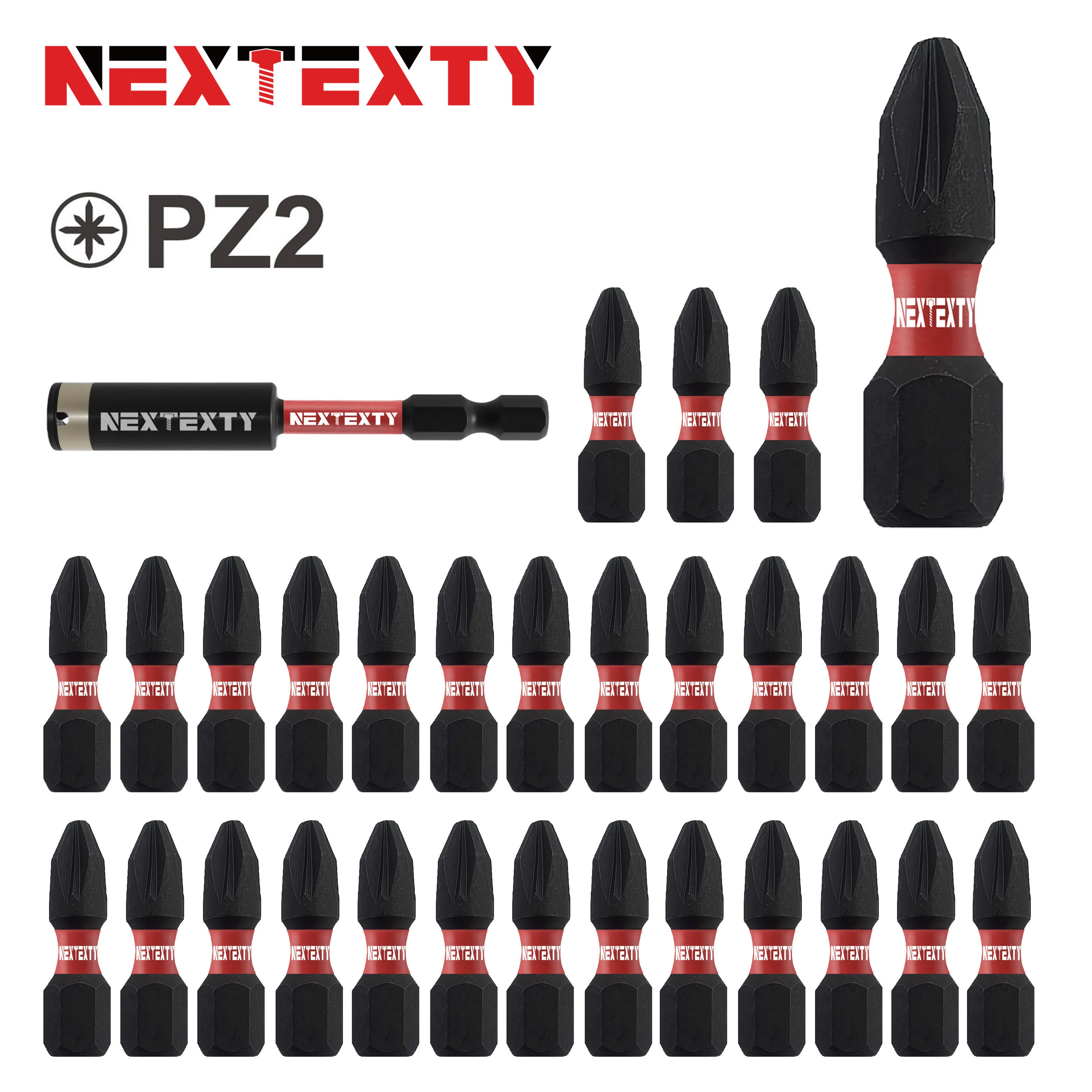 1Inches Pozidriv #2 PZ2 Impact Tough Screwdriver Power Bit Set S2 Alloy Steel Drill Screw Magnetic Screwdriver Bits Set Tools