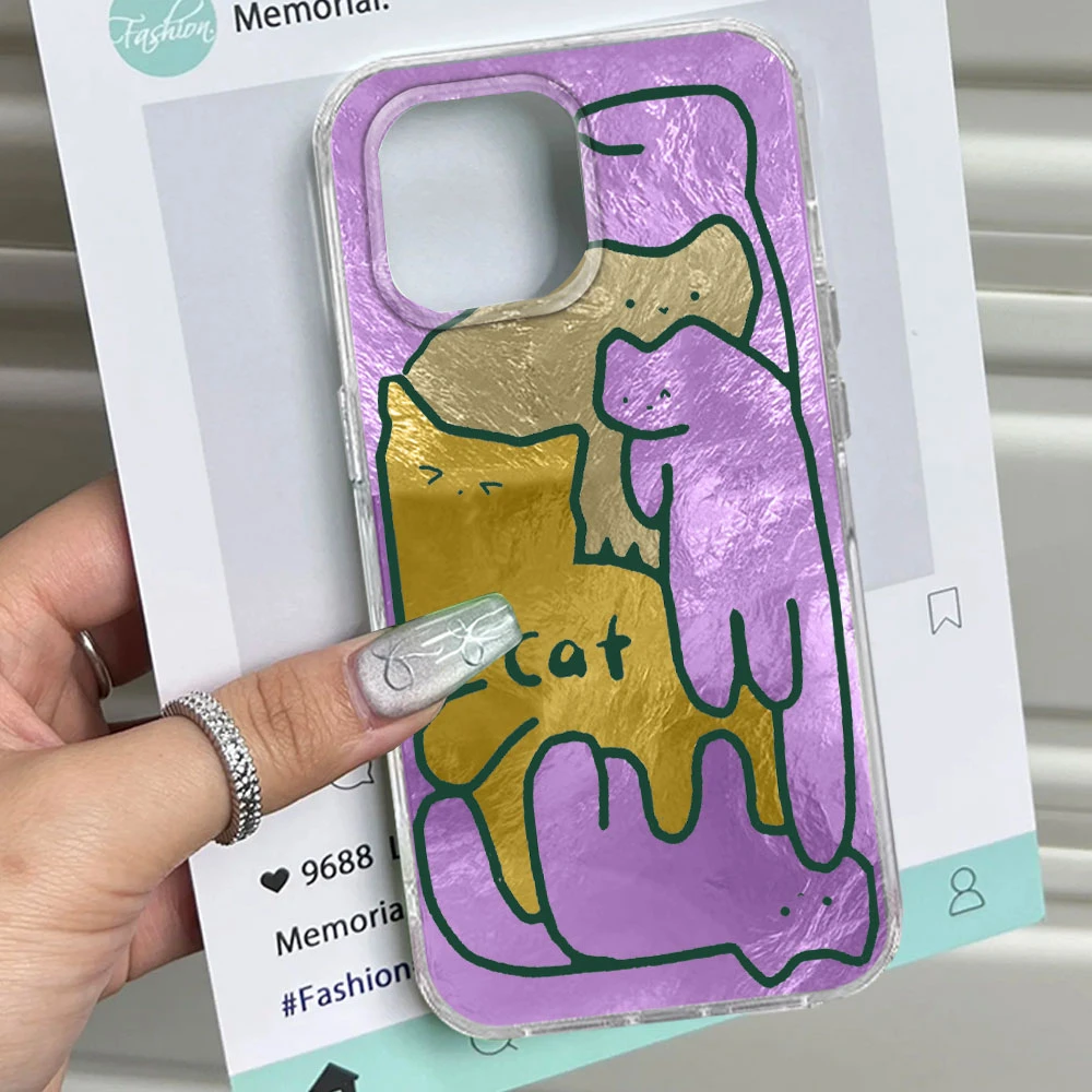 Cute Purple Line Cat Vortex Pattern Bumper Shockproof Phone Case
