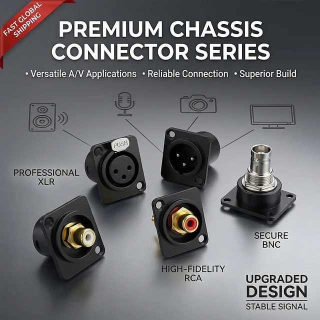D-Type Panel Mount Connectors Kit – XLR, RCA, BNC Audio & Signal Jacks for Pro Audio, Broadcast & Industrial Equipment 2