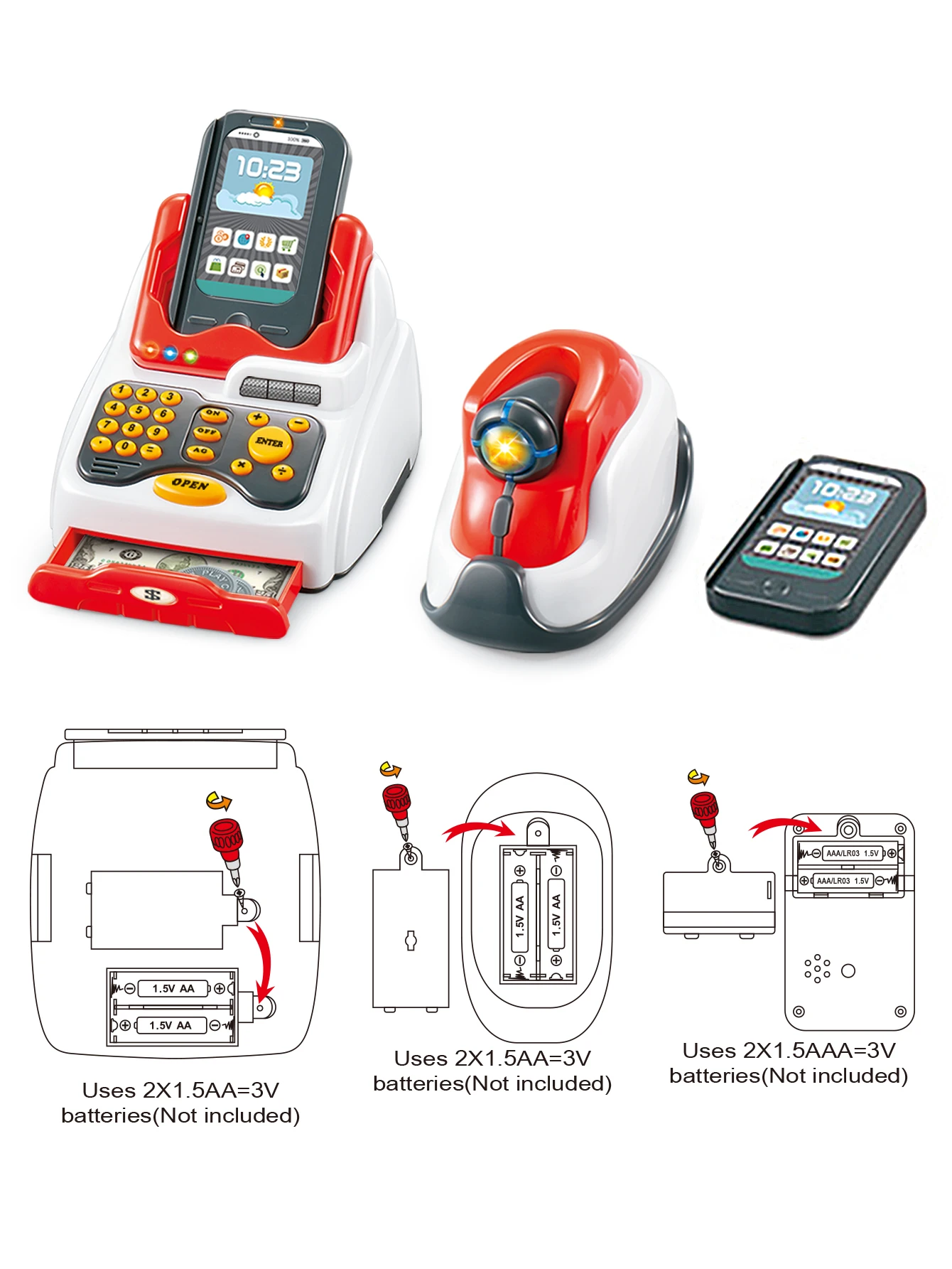 Grocery Store Pretend Play Electronic Toy Kids Cash Register, Grocery Supermarket Playset Play Cash Register 5