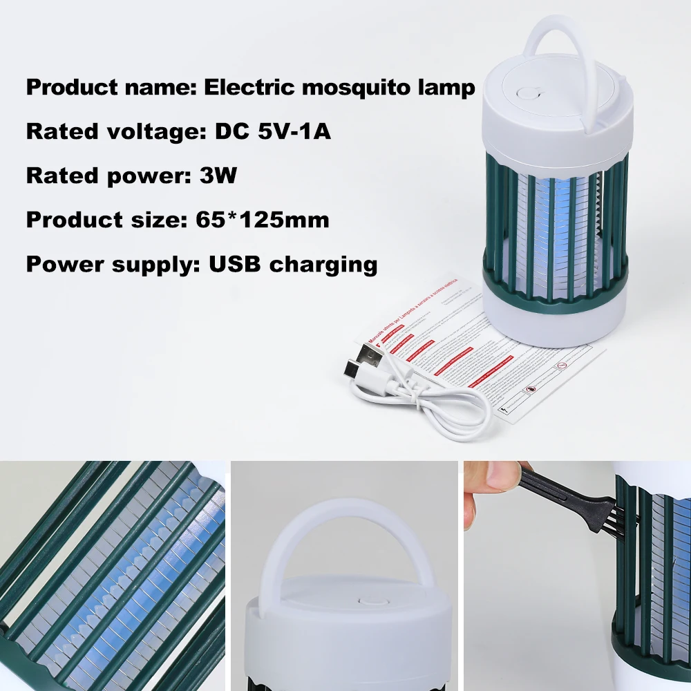 USB Charging Mosquito Lamp Electric Shock Bug Zapper UV Light For Bedroom Outdoor Camping Anti Trap