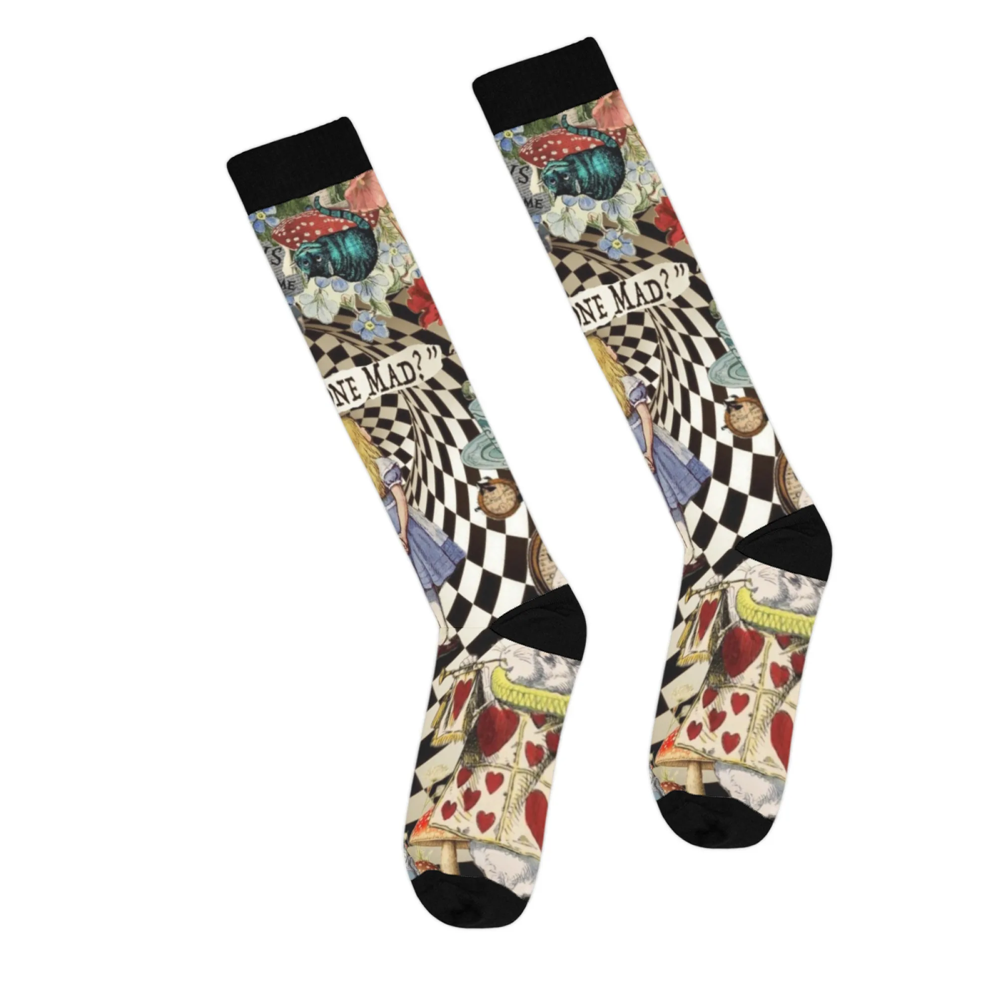 It's ALWAYS TEA TIME“-Drucksocken, kniehohe lange Röhrensocken, Neuheit, Cartoon, Hip Hop, Street Fashion, Urlaubssocken, elastische Socken – Detail 6