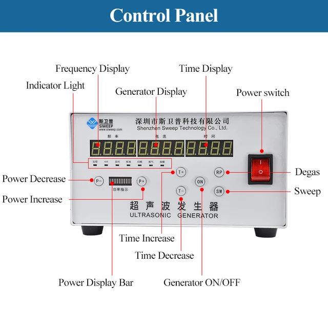 40KHz Industrial Ultrasonic Generator Ultra Sonic Cleaner Immerse Vibration Board Controller Ultrasound Cleaning Machine Power 2