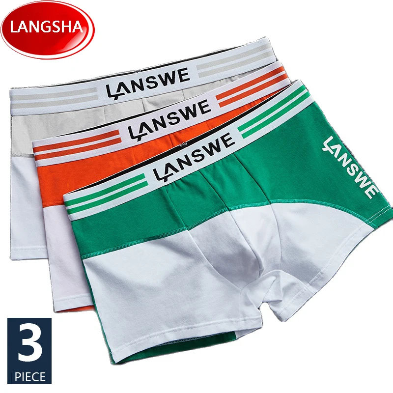 men underwear pure cotton boxer shorts graphene 3a antibacterial underpants moisture absorbent elastic male panties 3pcs l 5xl LANGSHA 3Pcs/Set Cotton Boxer Shorts Men Underwear Antibacterial Breathable Elastic Waistband Fashion Male Panties Size L-3XL