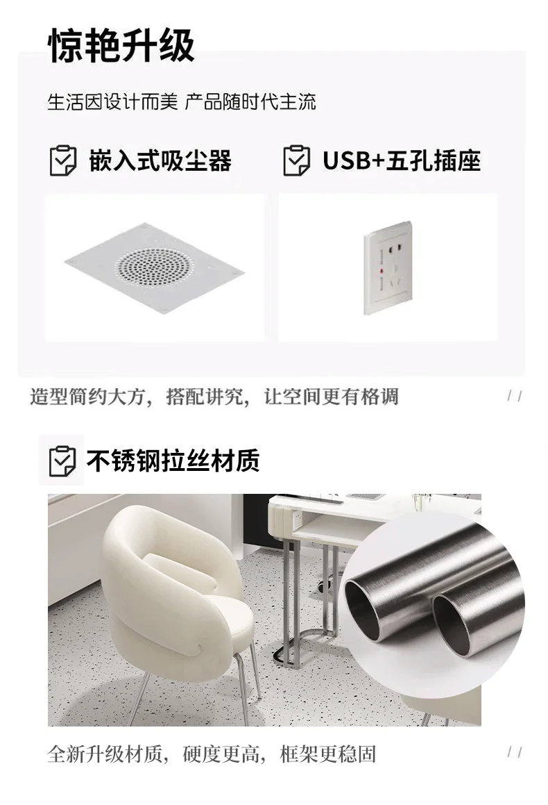 Description Picture 5 of itemWhite Luxury Modern Nail Tables Manicure Professional Drawer Beauty Nail Tables Living Room Mesa Manicura Salon Furniture MR50NT