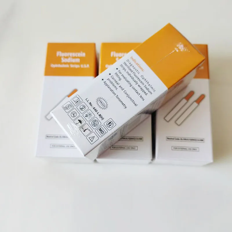 100 Pcs/box India Fluorescein Sodium Eye Test Strip Fluorescent Test Strip Consumables