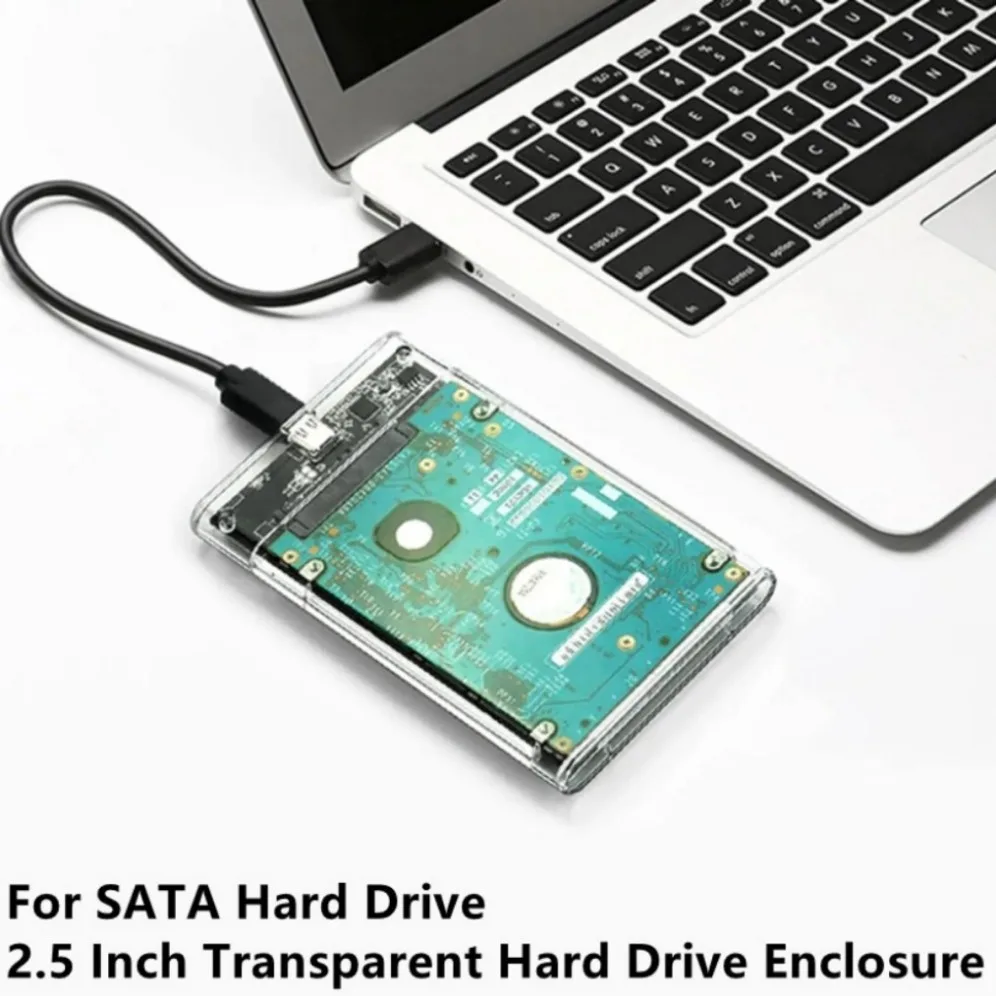 USB Type C 2.5 Inch SATA SSD External Hard Drive Case USB to Micro B/Type-C Transparent Hard Disk Case Tool-Free Support 5Gbps