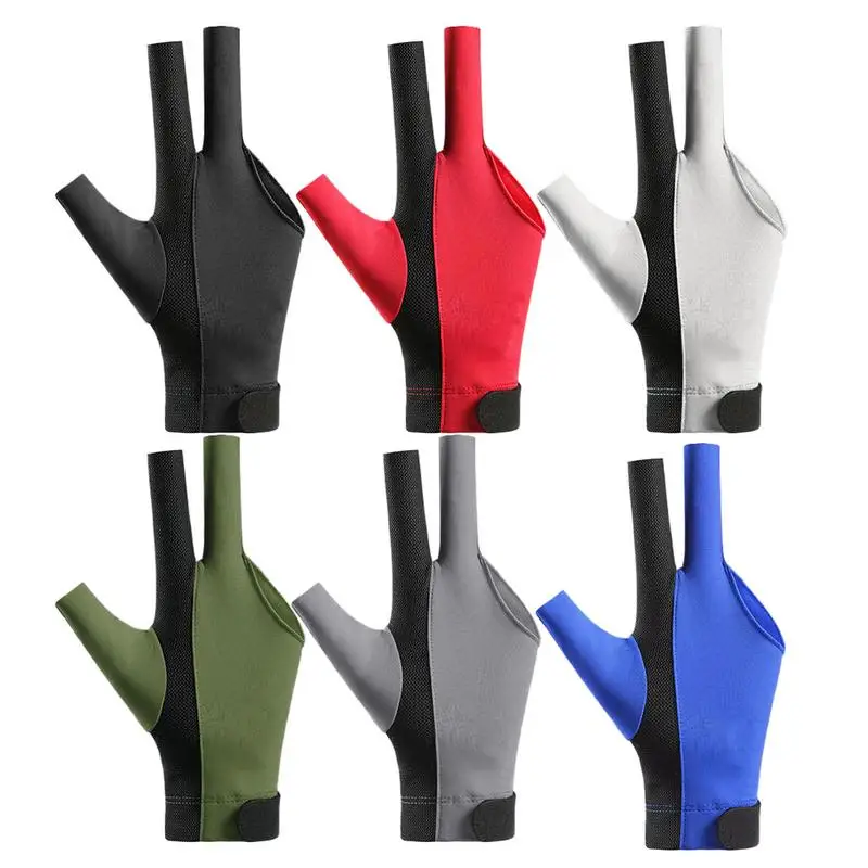 Pool Cue Glove 3-Finger Billiard Non-Slip Breathable Single Gloves Elastic Billiard Cue Quick Dry Professional Glove Accessories