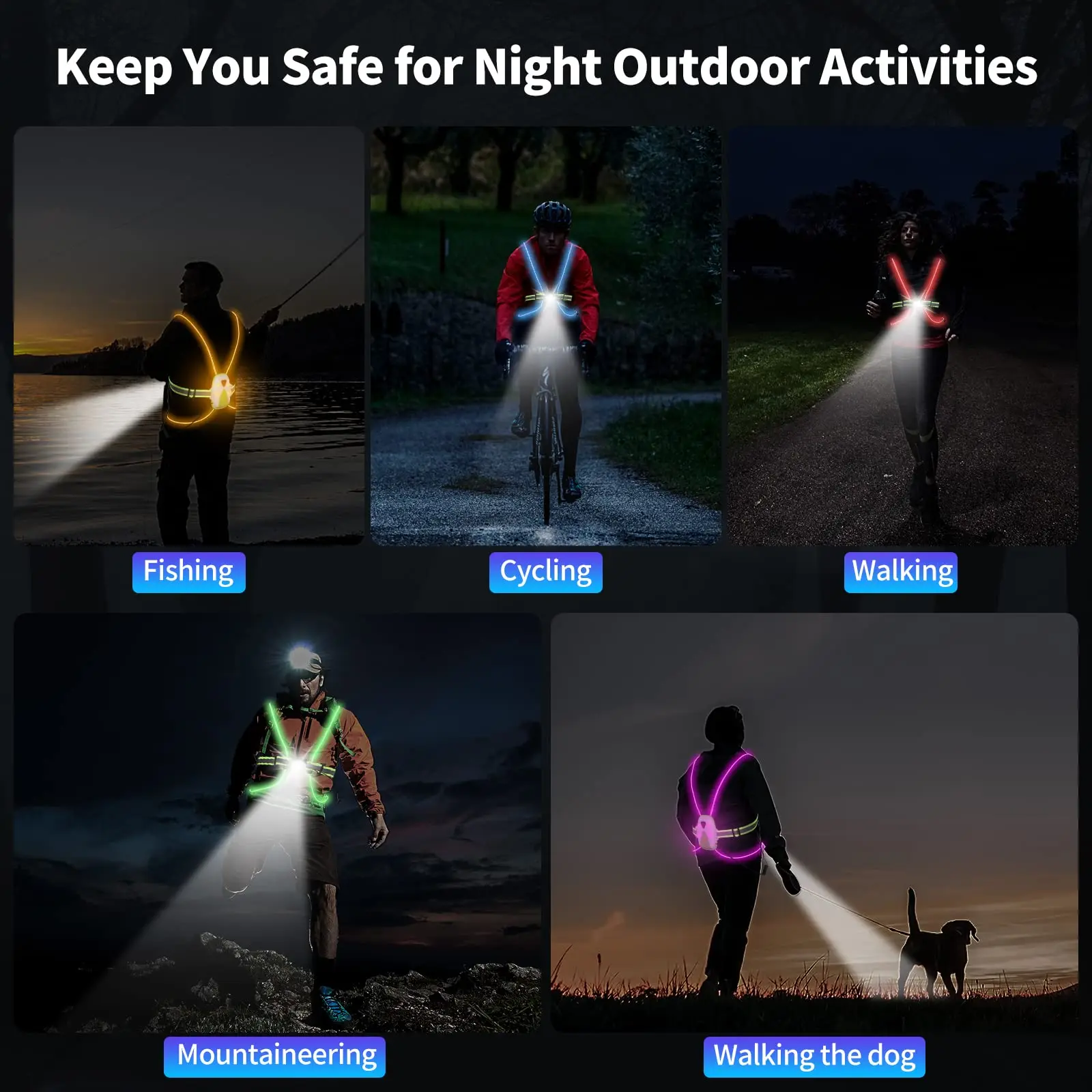 LED Lauflampe Laufleuchte Brustlampe Joggen Brust Nachtlicht Rücklicht  Sport