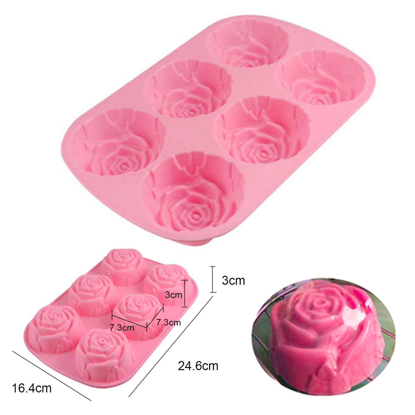 Silicone 6-Hole Flower Rose 3D Baking Mold