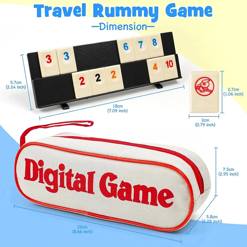 Rummy Cube Game 4 Racks 106 Set Portable Case Tiles Travel Set For Family Classic Board Games