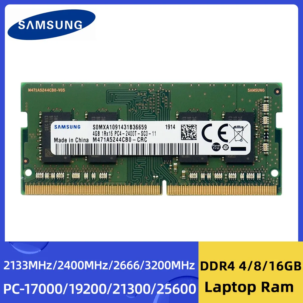 Samsung-memória Sodimm para Notebook Laptop Ddr4 4gb 8gb 16gb 3200mhz 2666mhz 2400mhz 2133mhz Pc42133p 2400t 2666v 3200aa
