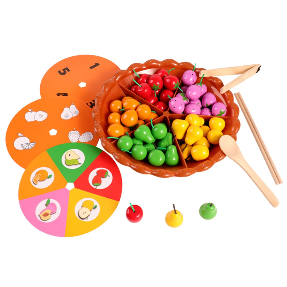 Early Childhood Education Wooden Toys Simulation Feeding Monkey Fruit