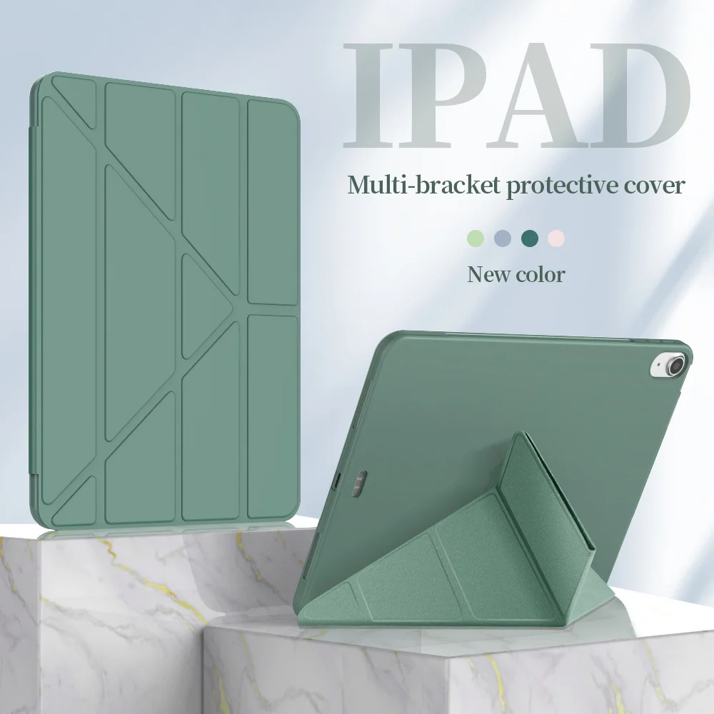 

Case for iPad 10th Pro11 Air5 Air4 10.9 Air3 Pro10.5 10.2 7th 8th 9th Air 2 9.7 2018 Mini 6 5 4 3 2 1 Silicone Multi-fold Cover