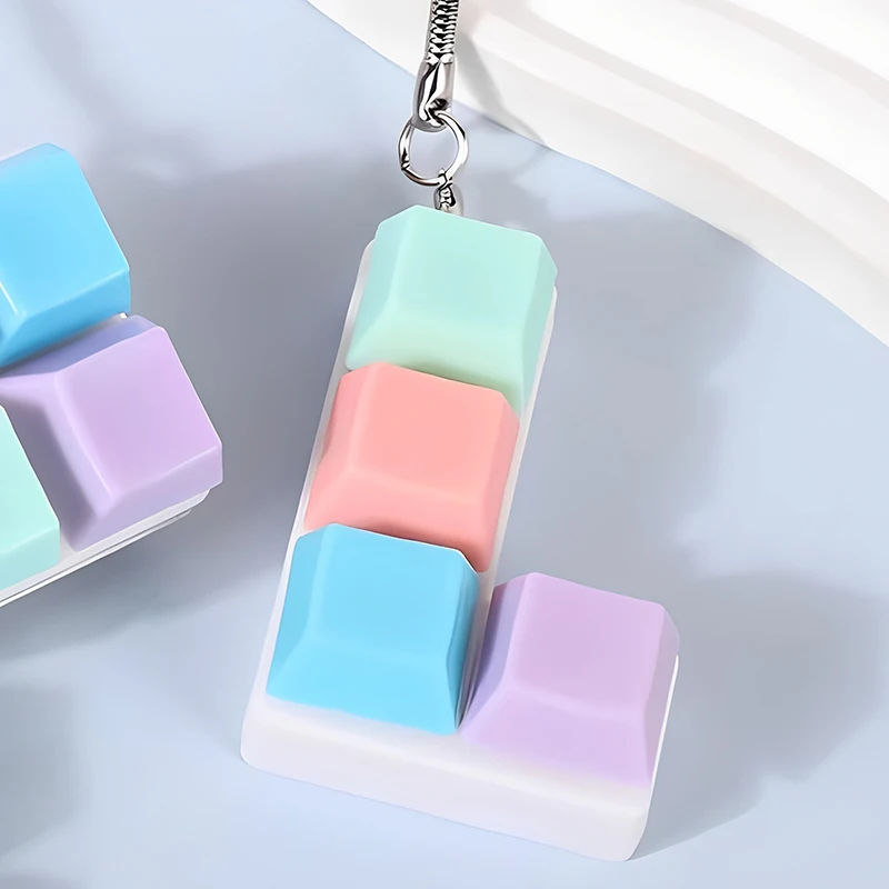 Kreative Dekompressions-Tastatur mit Macaron-förmigen Tastenkappen, Dekompressions-Schlüsselanhängern und kleinen Spielzeuganhängern – Detail 12