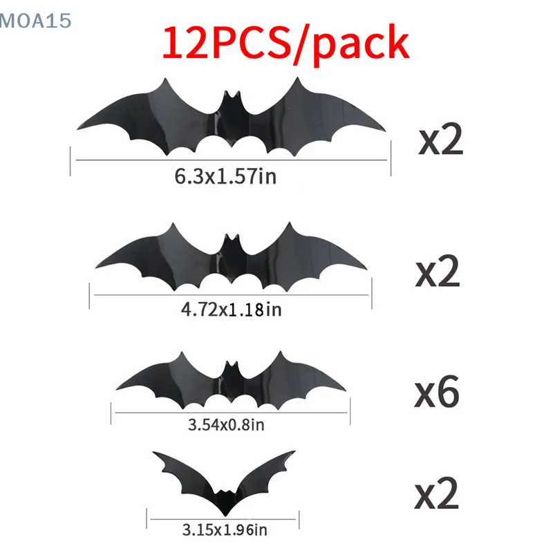 Halloween Decoration Black PVC Bat Halloween Party DIY Decor Bar Room Party Scary Decos Props Wall Sticker
