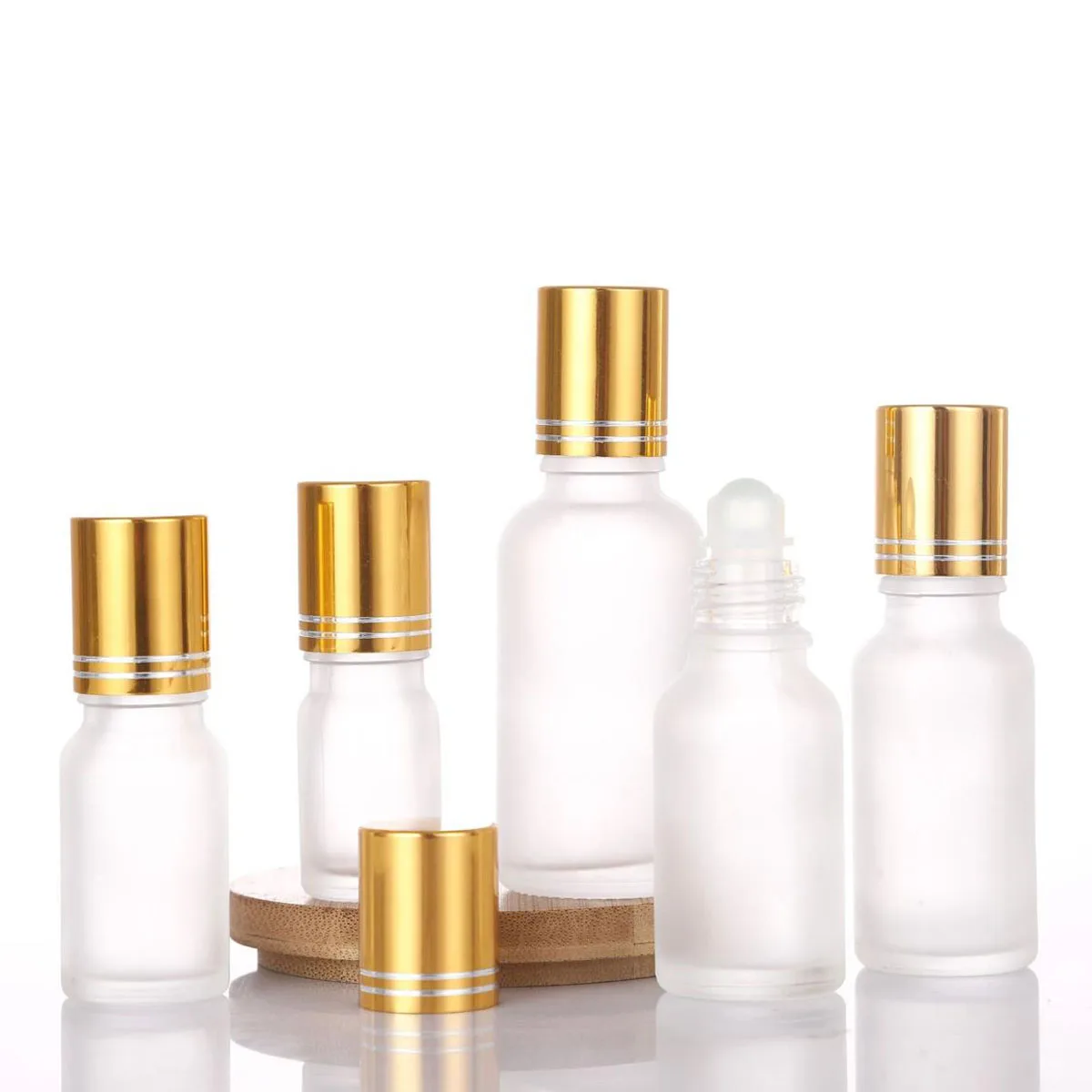 

5/10/15/30/50/100ml Frosted Clear Thick Glass Roll On Essential Oil Empty Perfume Bottle With Matte Glass Roller Ball Refillable
