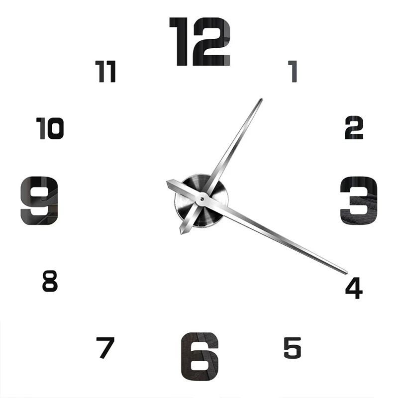 Modern Wall Clocks 3D DIY Acrylic Mirror Sticker for Home Decor Living Room Digital Clock Quartz Needle Hanging Watch