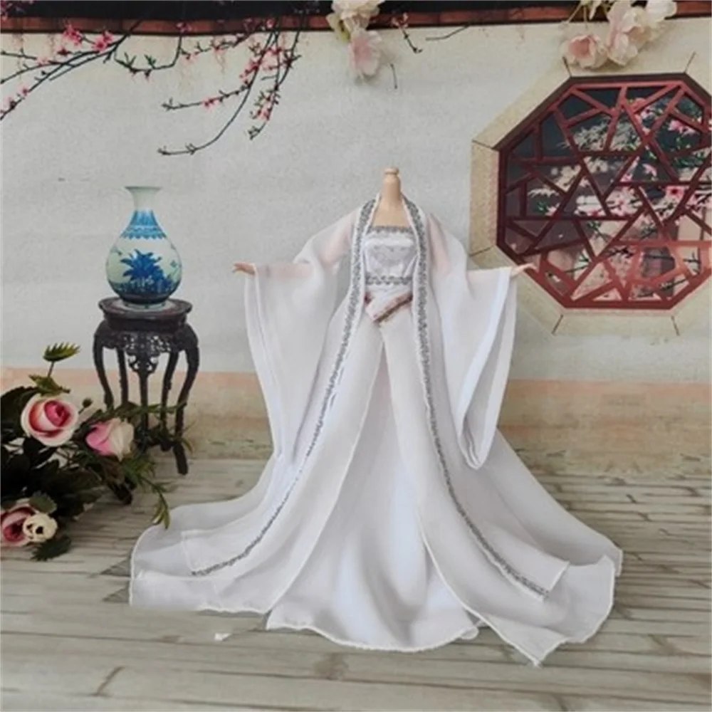 

customize Long Dress 1/6 Scale Female Hanfu Chinese Ancient Robe Clothes Model Fit 30cm BJD Soldier Action Figure Body Dolls