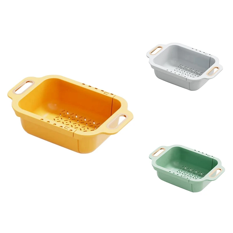 

Double Layer Sink Strainer Extendable Sink Strainer Basket Wash Vegetables And Fruits,Kitchen Strainer Colanders Yellow