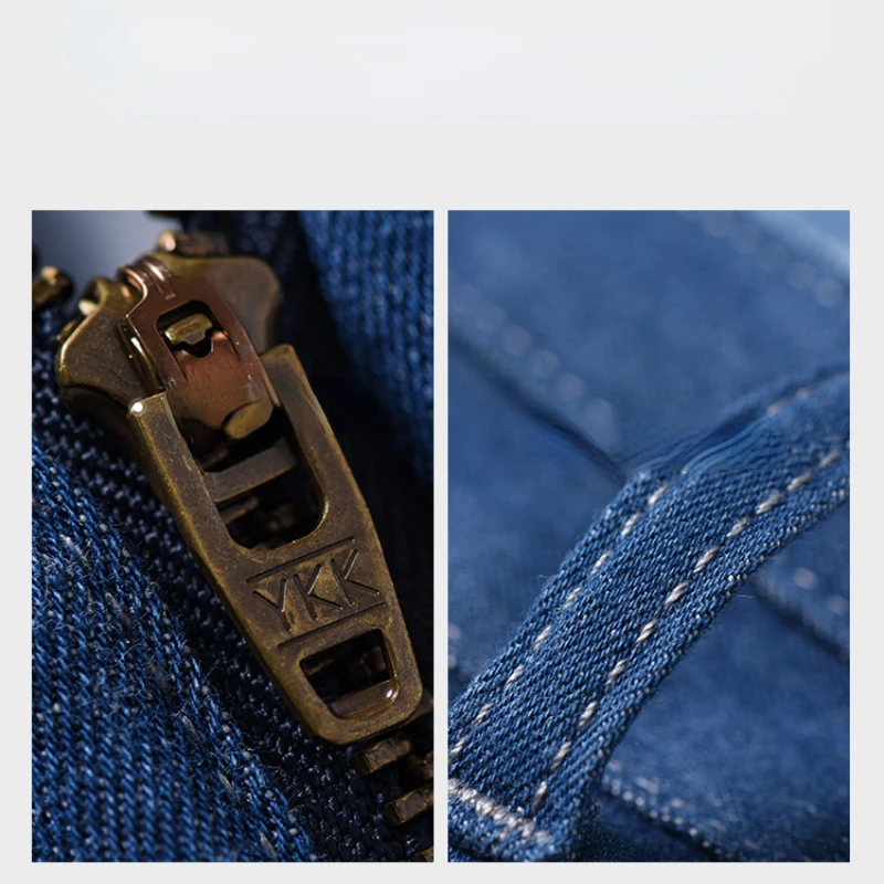 2024 New Men's Denim Jeans Thin Jeans Summer Elastic Waist Loose Straight Zipper Classic Casual Pants Brand Trousers Clothing