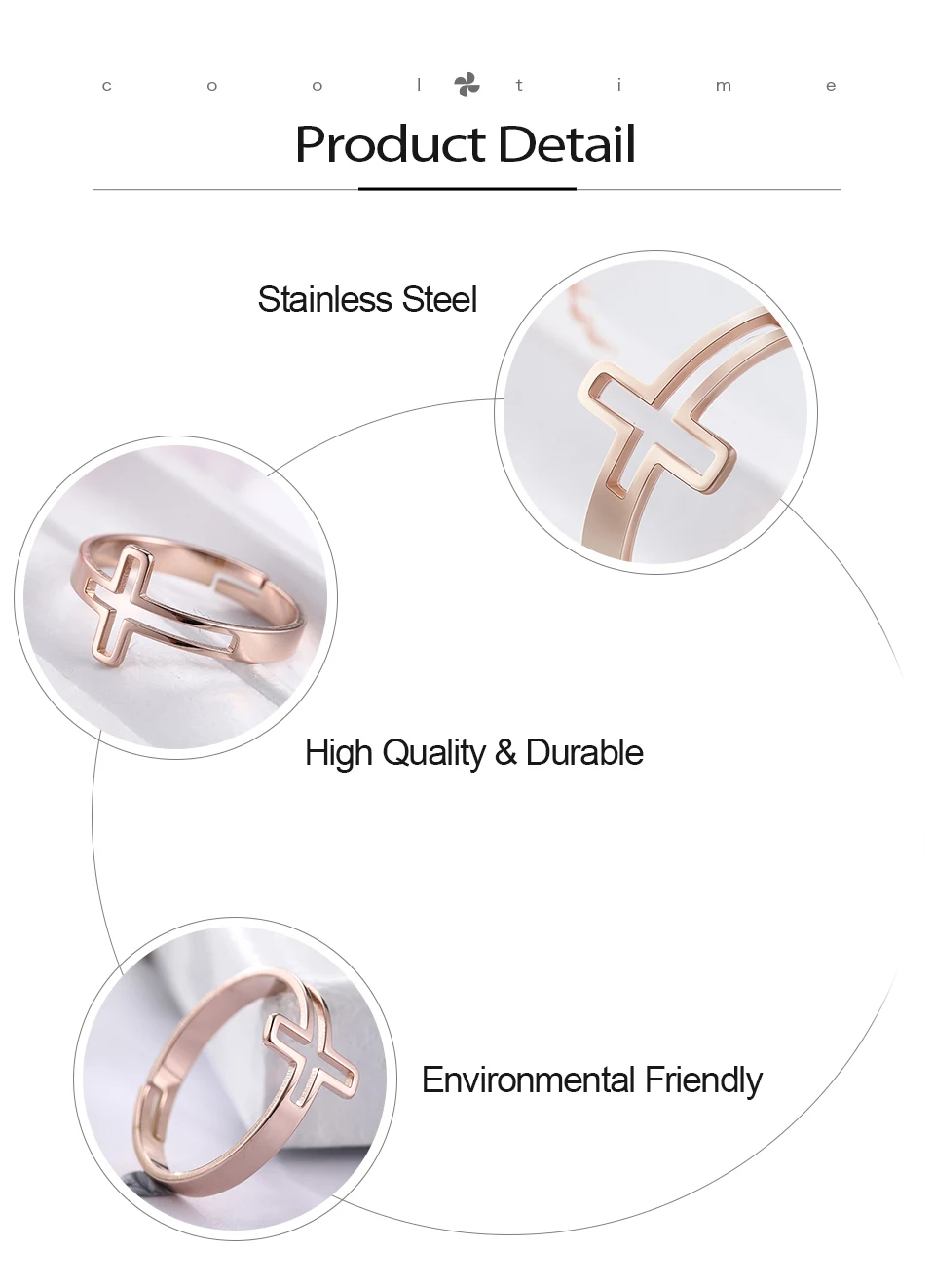 COOLTIME Edelstahl-Kreuzringe für Männer und Frauen, verstellbarer Paar-Fingerring, goldfarben, religiöser Schmuck, 2026, Trend-Geschenk – Detail 4