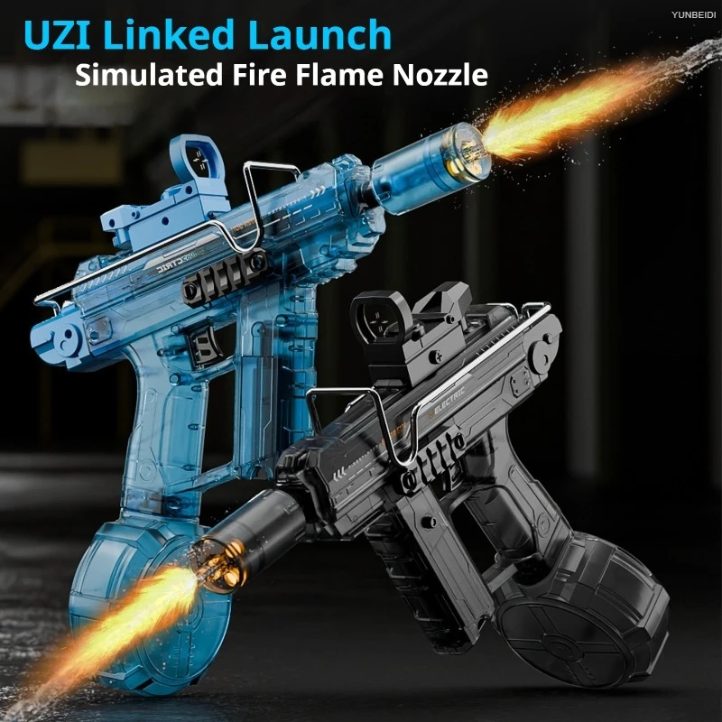 UZI/MK3 With Lights Cool Electric Continuous Firing And Reloading Summer Play Kid’s Adult Toy Water Gun_voghion.com