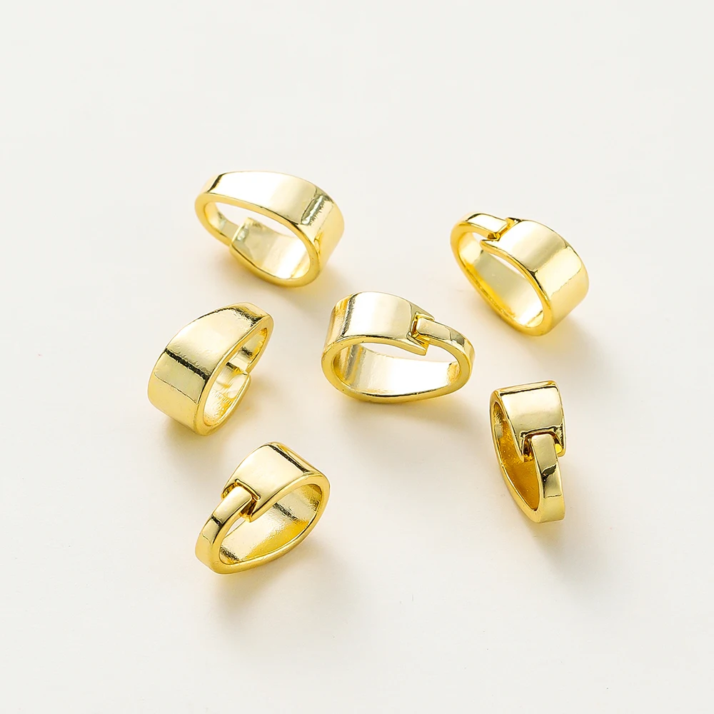 14K 18K Gold Color Pendant Pinch Bail Clips 20pcs/lot Melon Seeds Charm Clasps Connector for DIY Nacklace Making
