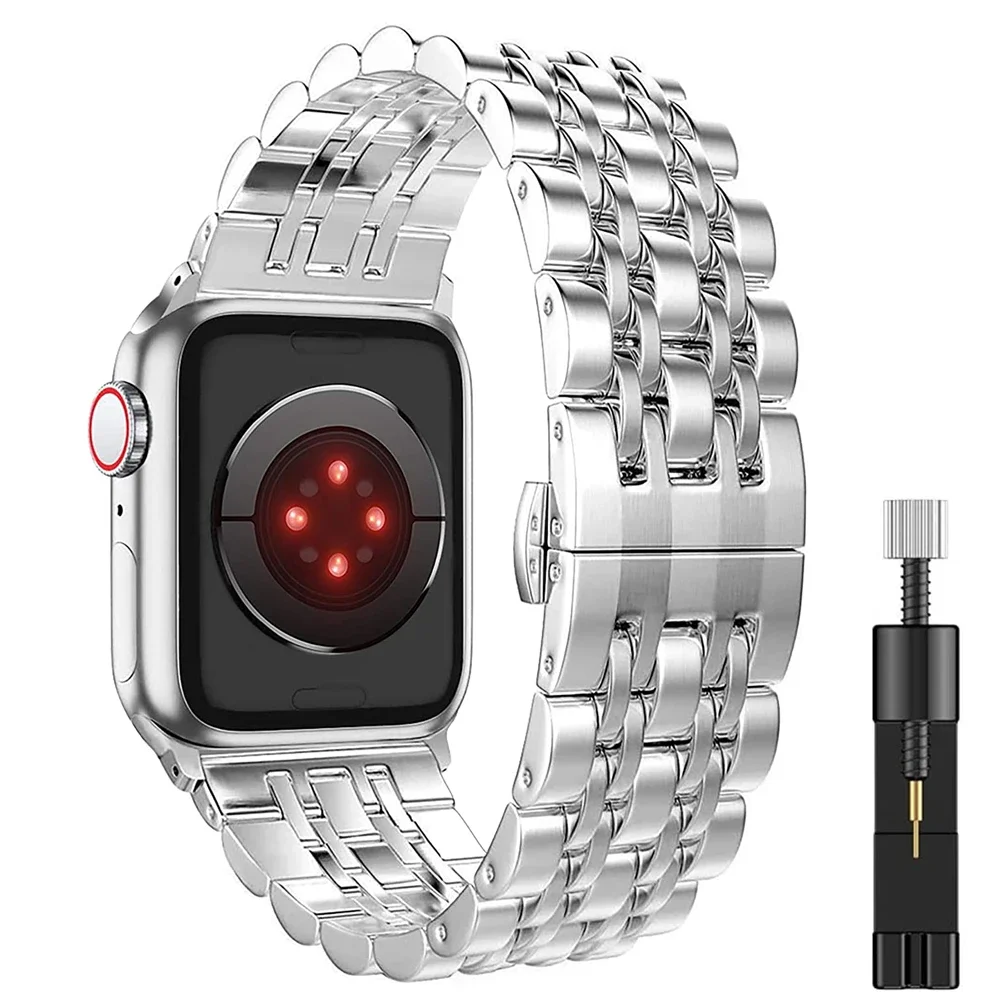 Premium Stainless Steel Metal Watch Strap Replacement Belt, Compatible with Apple Watch