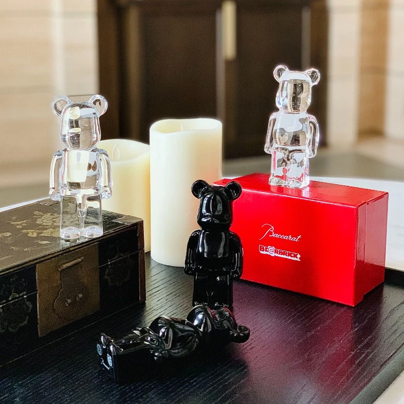 Be@rbrick baccar crystal bear bearbrick 200% 14.3cm transparent color black building block bear trend doll decoration gift