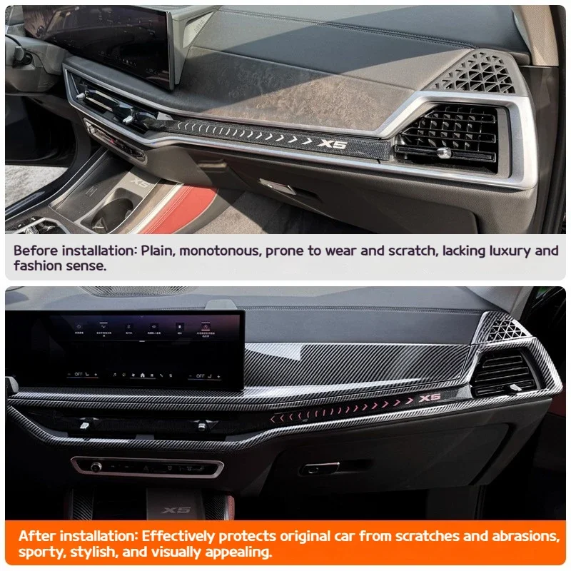 BMW X5 G05 2024-2025 계기판 중앙 제어판 에어컨 통풍구 표면용 ABS 카본 파이버 자동차 장식 스트립