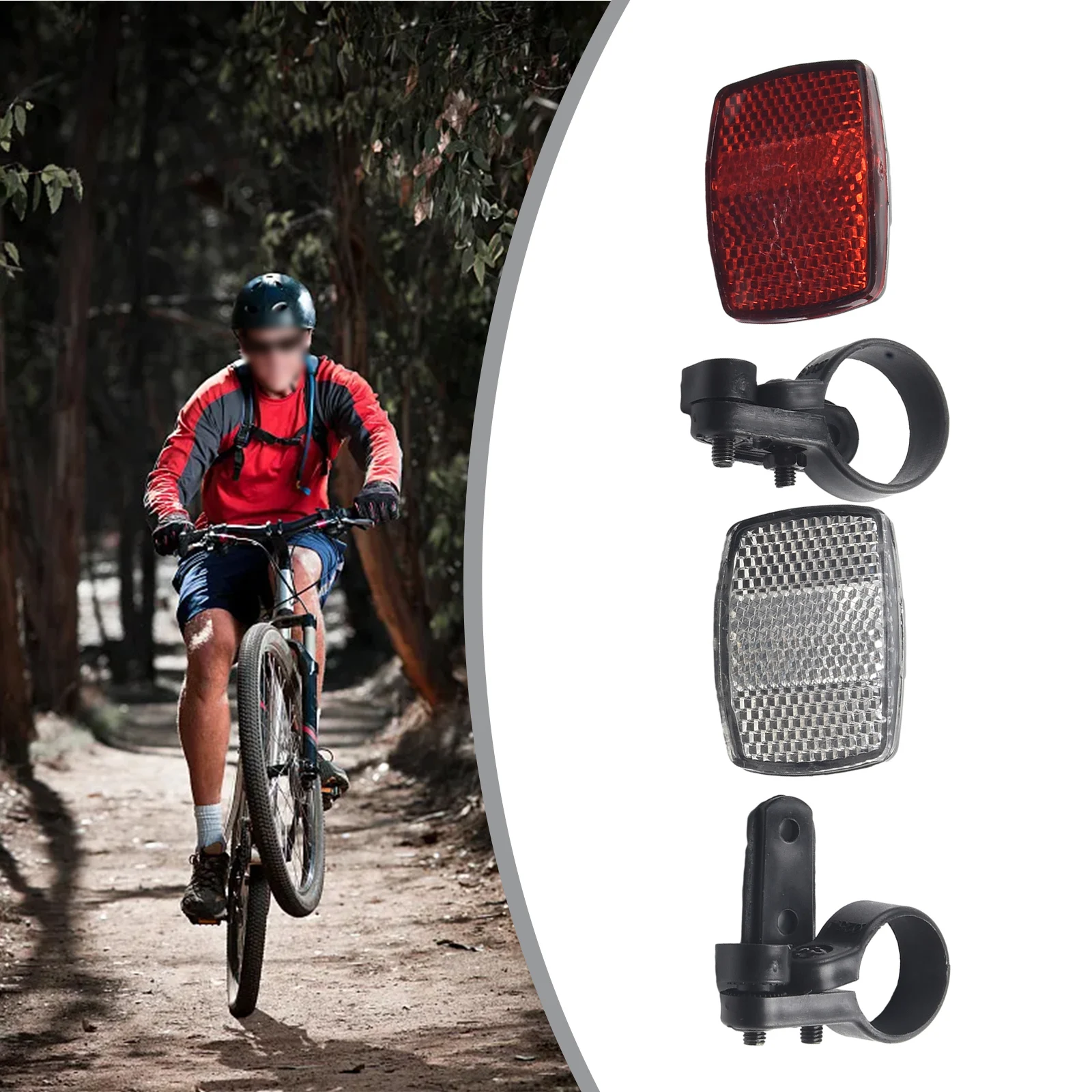 1/2 Pair Mountain Bicycle Front Rear Reflector Night Reminder Goods Shelves Reflector Panel Mounting Bracket