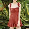Retro Ruffled One-pieces Swimsuit Women Swimwear Summer Dress Style Waist Slim Bathing Suit Beach Wear Female Swimming Clothes