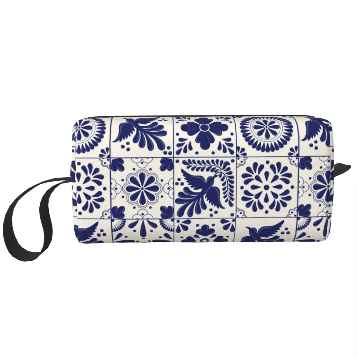 

Spanish Tile Decor Cosmetic Bag Women Makeup Bags Mandala Wall Art Travel Zipper Toiletry Bag Organizer Pouch