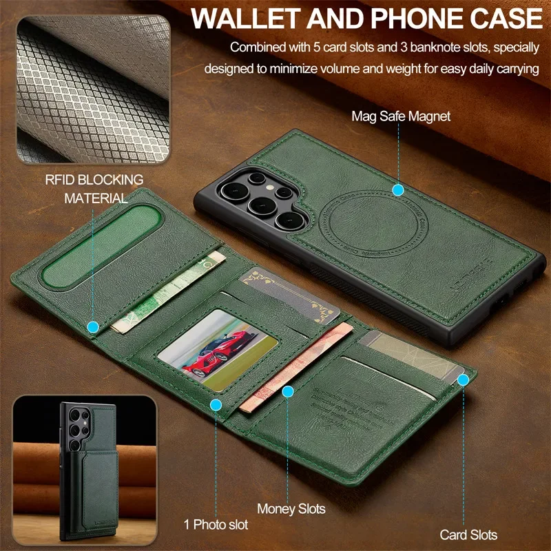 MagSafe Magnetic Flip Leather Detachable Wallet Phone Case with Card Holder