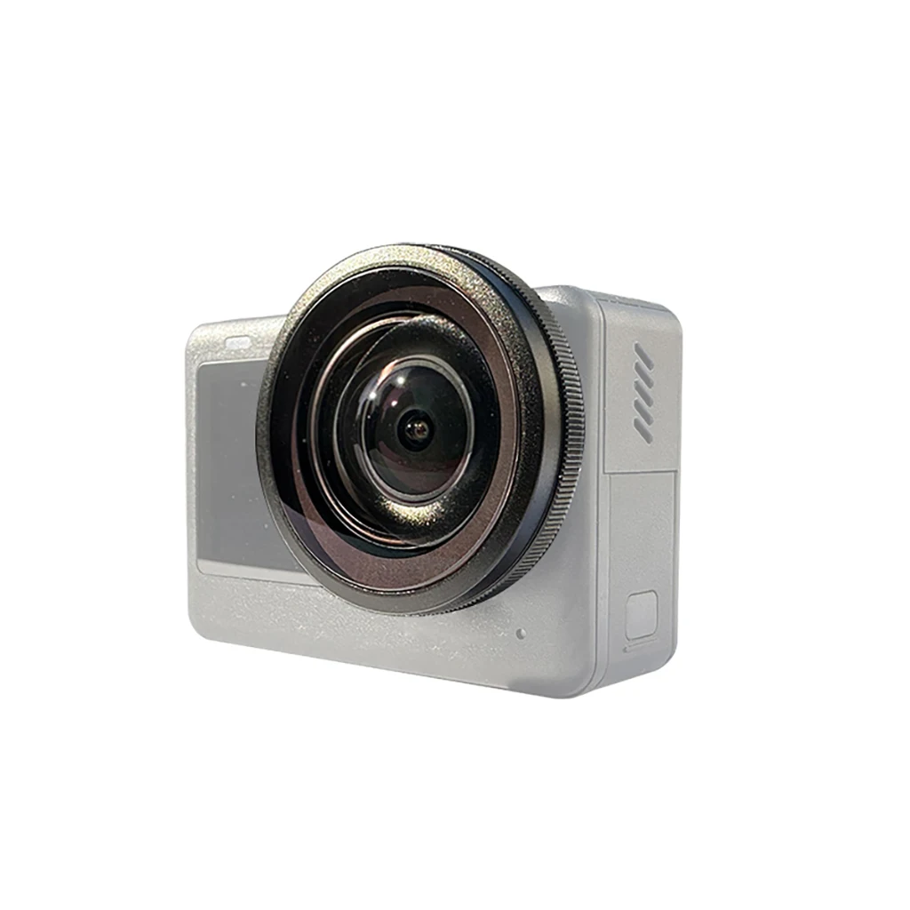 Objectif grand angle 185° pour SJCAM SJ11 Ultra dévissé, montrant le filetage et la lentille bombée.