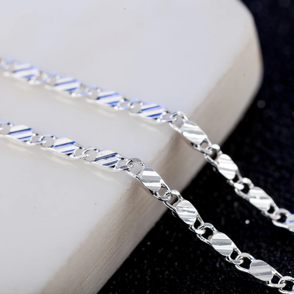 Nuevo Color plateado de lujo, collares especiales de cadenas planas para clavícula de 2MM para hombres y mujeres, joyería de boda, regalos de Navidad de 40-75cm