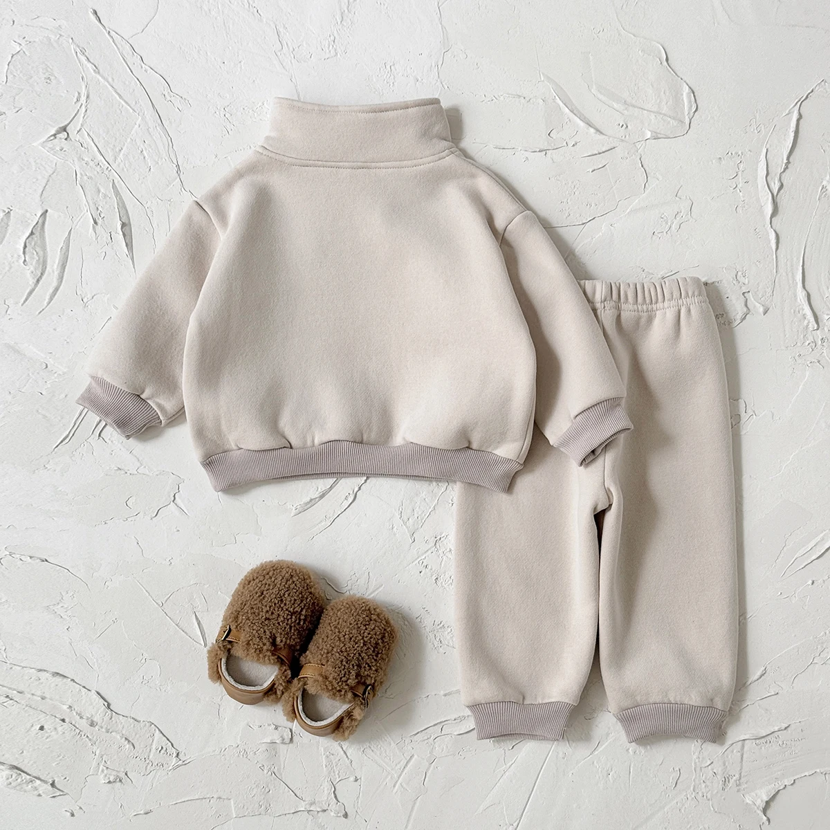 0-3 Jahre altes Baby Junge Mädchen Set Brief Muster gedruckt Stehkragen Sweatshirt + Hosen 2 Teile/satz Neugeborene Baby Herbst Winter Kleidung – Detail 4