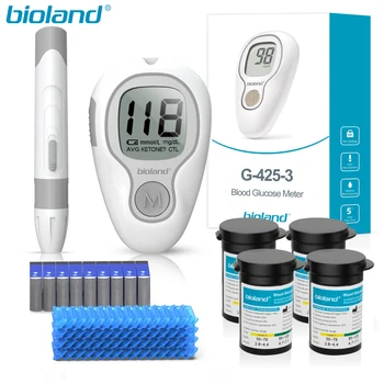 bioland G-425-3 Glucometer Complete Kit Test Strips with Lancets Blood Sugar Testing Machine for Diabetes Blood Glucose Meter