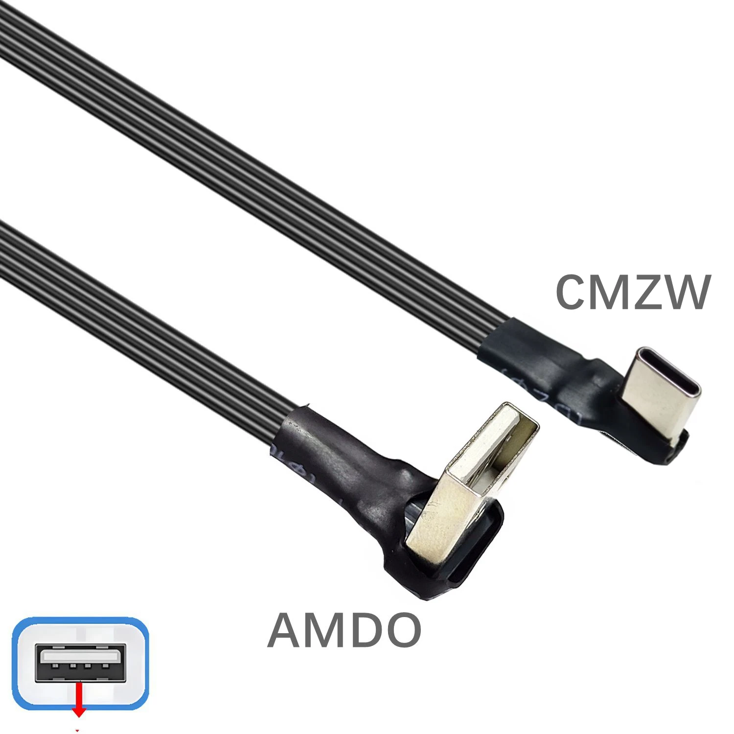Reversible USB-C to USB 2.0 Right-Angle Data Cable