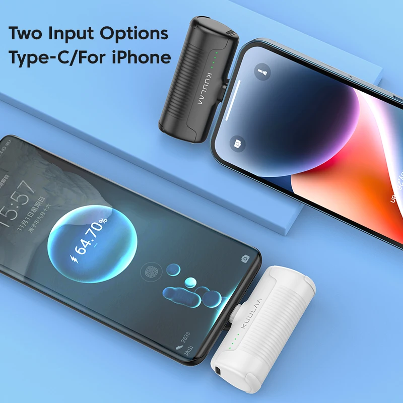 KUULAA Mini Power Bank 4500mAh - Portable Charger for iPhone 16 15 14 13 Pro Max & Samsung/Xiaomi - External Battery PowerBank 3