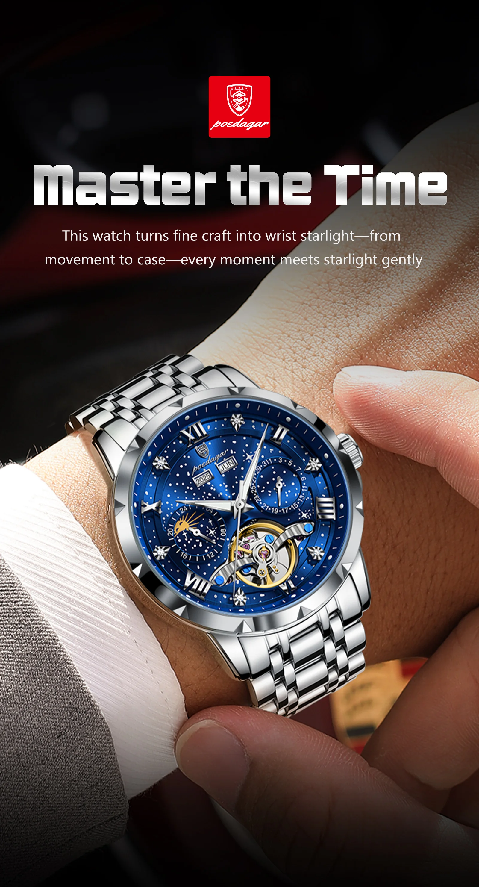 POEDAGAR Orologio da Uomo - Vista posteriore