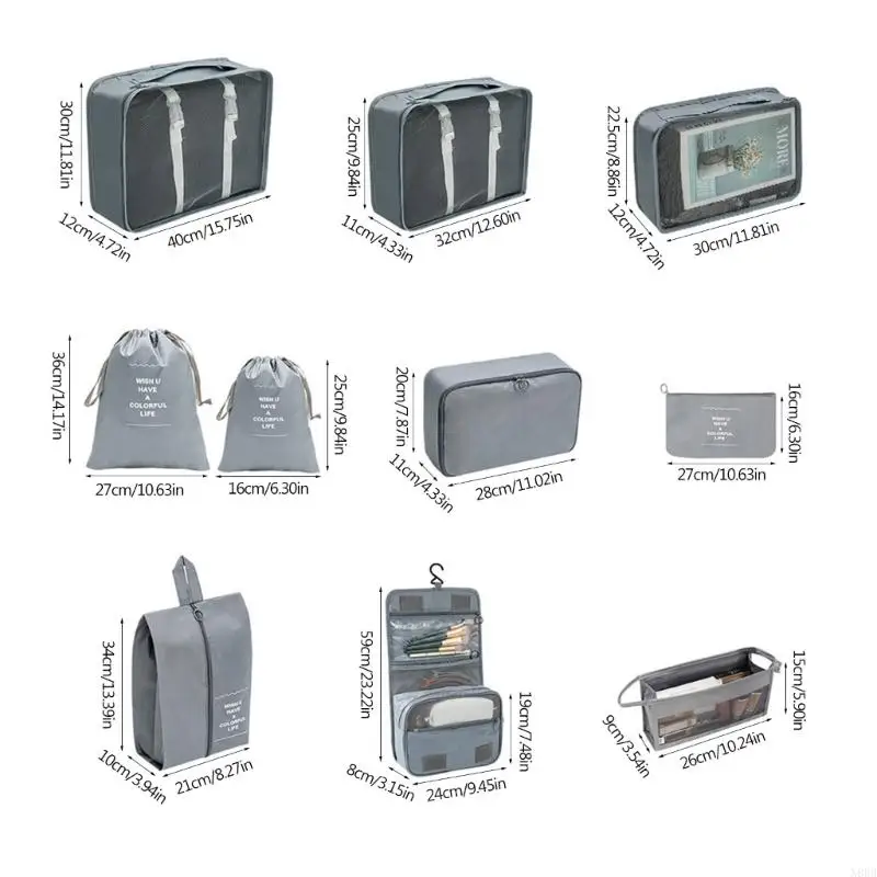 N80B 10 Pcs Travel Storage Bags Seven-Piece Storage Suit Travel Clothes Storage Bags 6