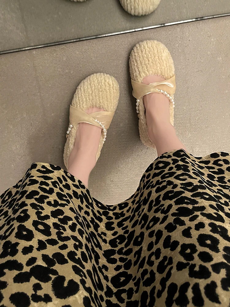 

2022 spring and autumn new Soft soled pearl wool shoes Children's winter plush cotton shoes 3833