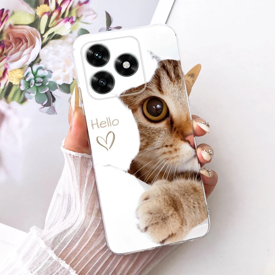 Cute Cat Luxury Painted Clear Silicone Soft Slim Phone Case Cover