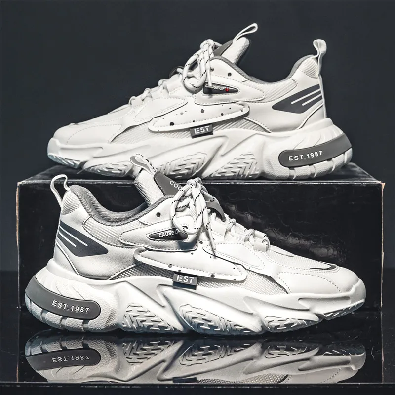 2023 Fashion and Comfortable Mesh Breathable Outsole Shoes Summer Hot Sale Mens Casual Shoes Thick Bottom Breathable Sneaker